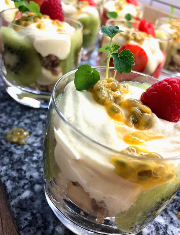 veganmousse - Passionsfruktsmousse med kokoscrisp