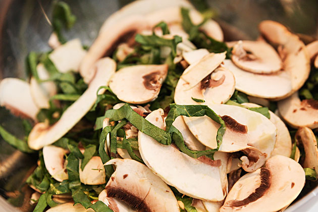 champinjonsallad - Läcker vegansk lasagne med champinjonsallad