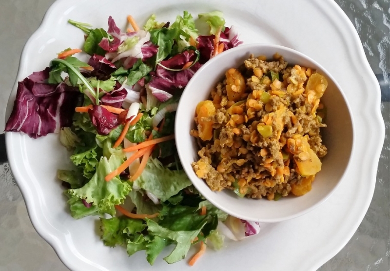 nyttig middag: kycklingfärs