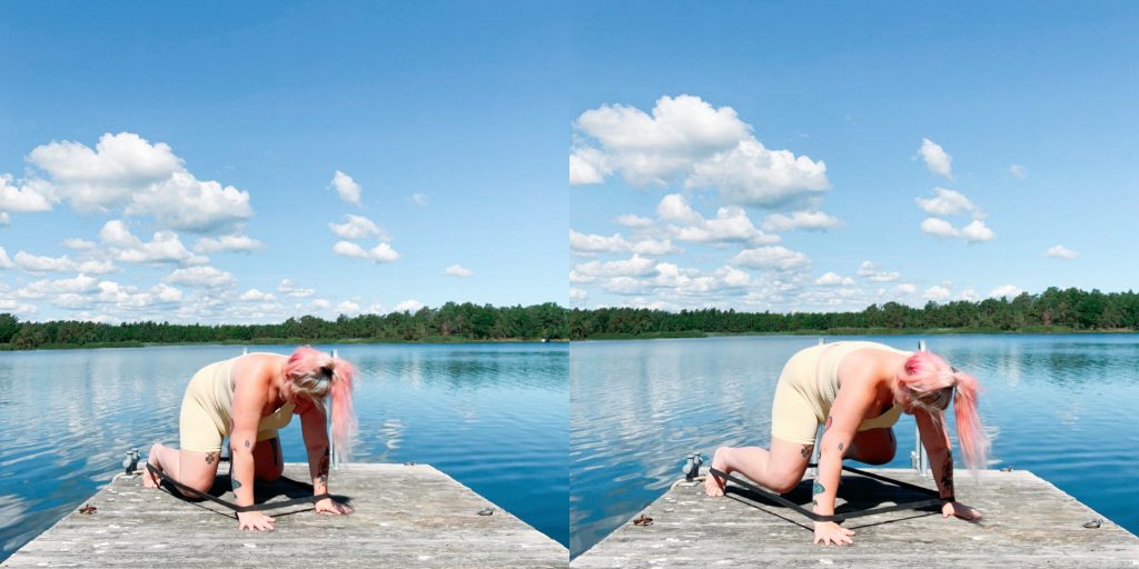 Magträning med gummiband- Björngång