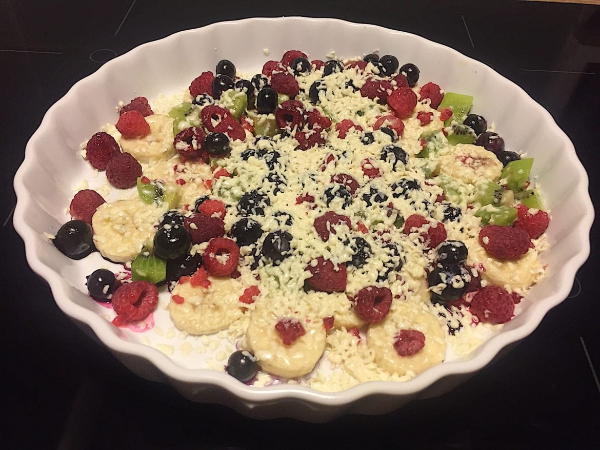 Gino med kiwi, hallån, blåbär och banan