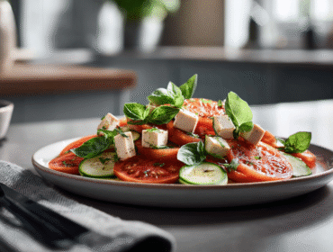 Vegansk carpaccio med tomat, zucchini och tofu