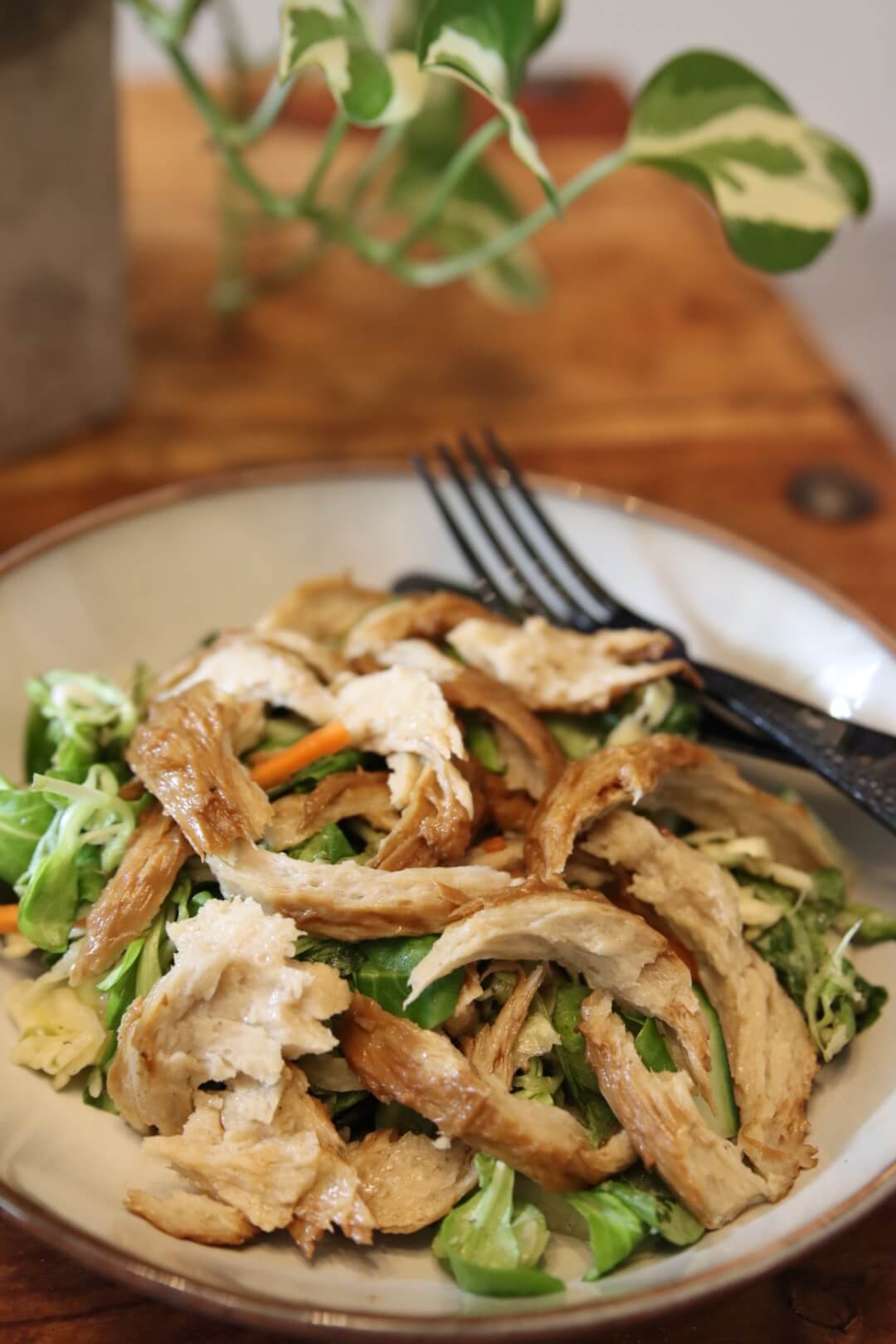vegan seitan-kyckling sallad