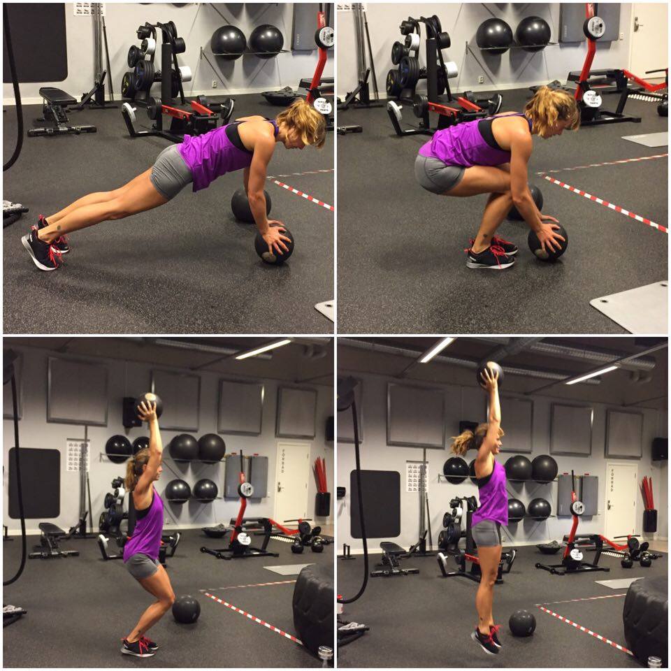160723 Burpee med medicinboll