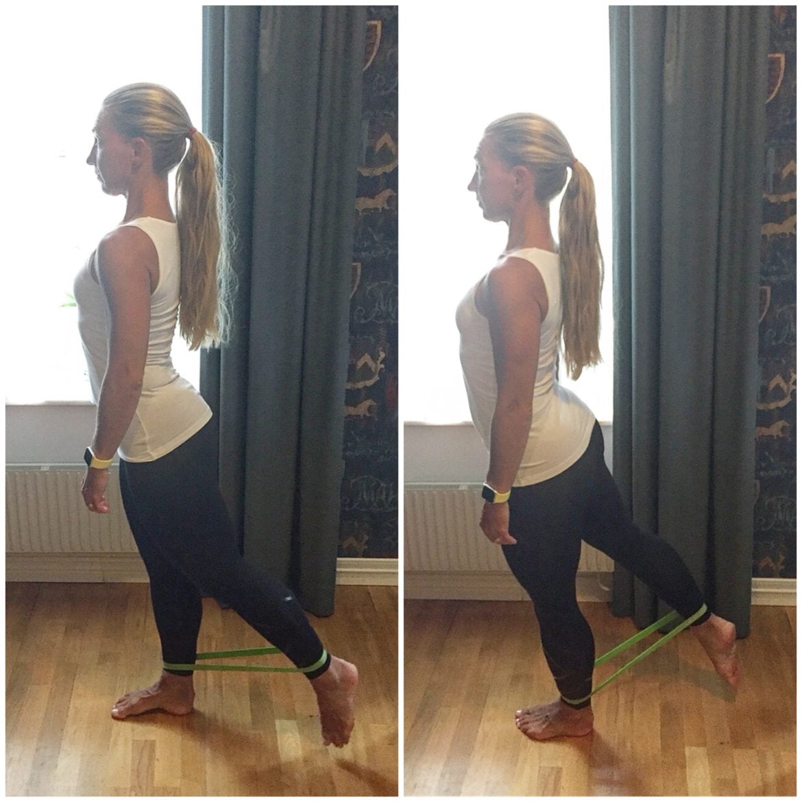 Hotellrumsträning med gummiband