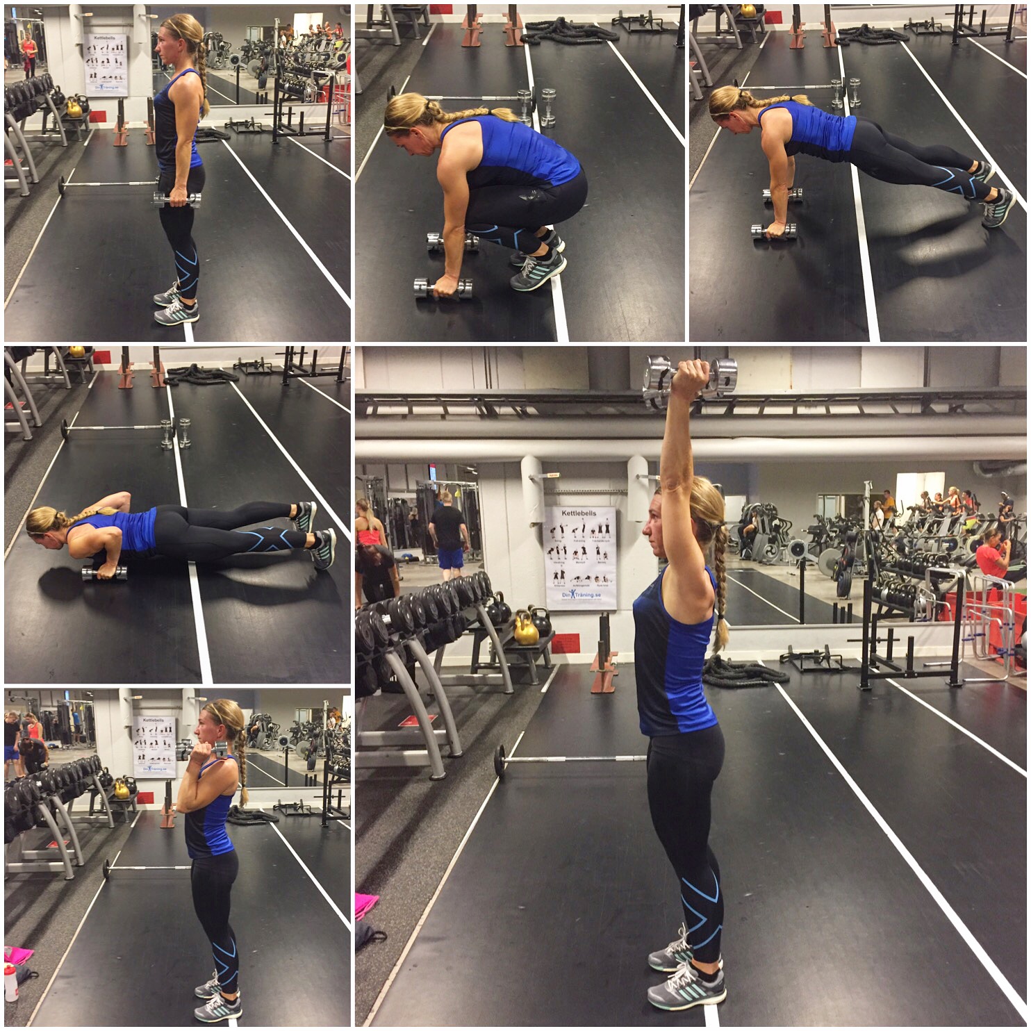 Burpee med armhävning & axelpress