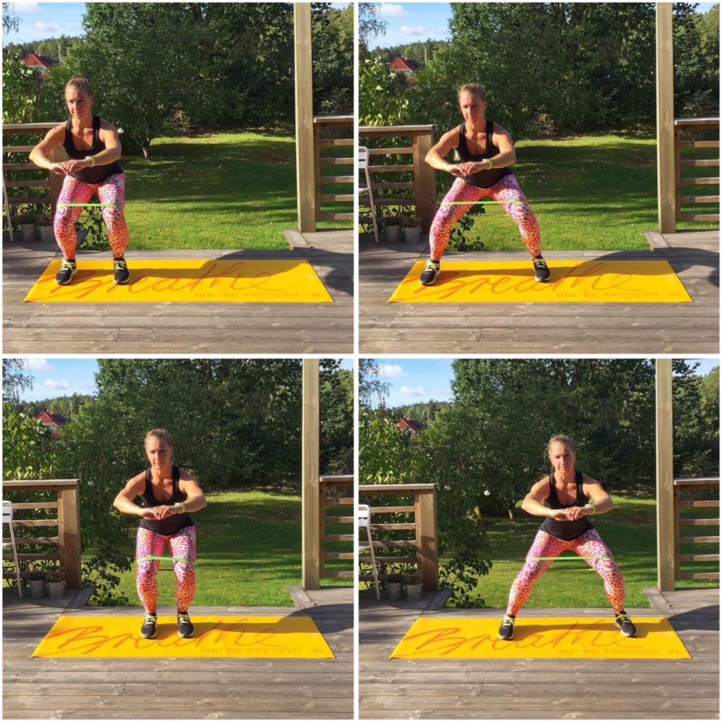 Squatgång med gummiband