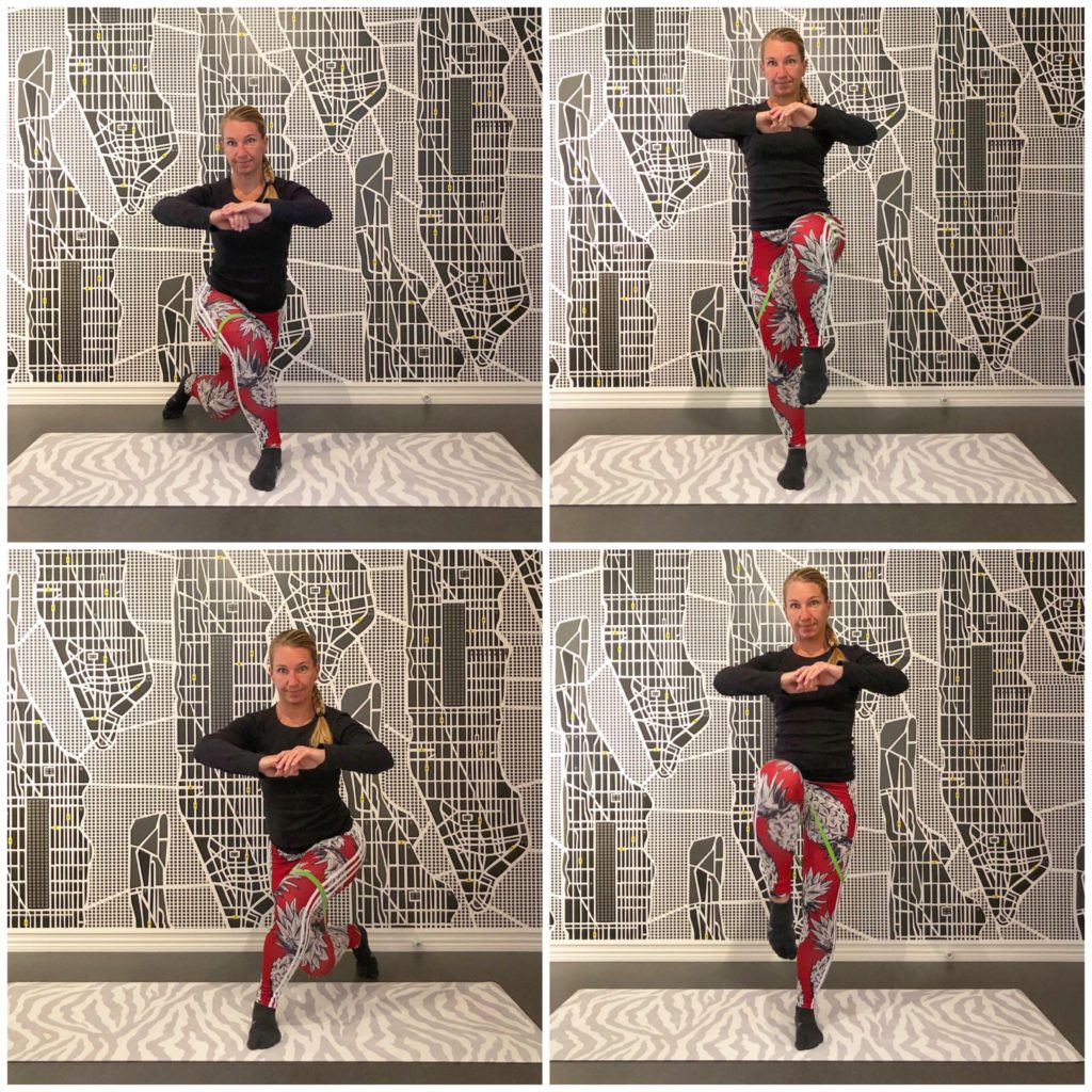 Utfall snett bakåt och benlyft