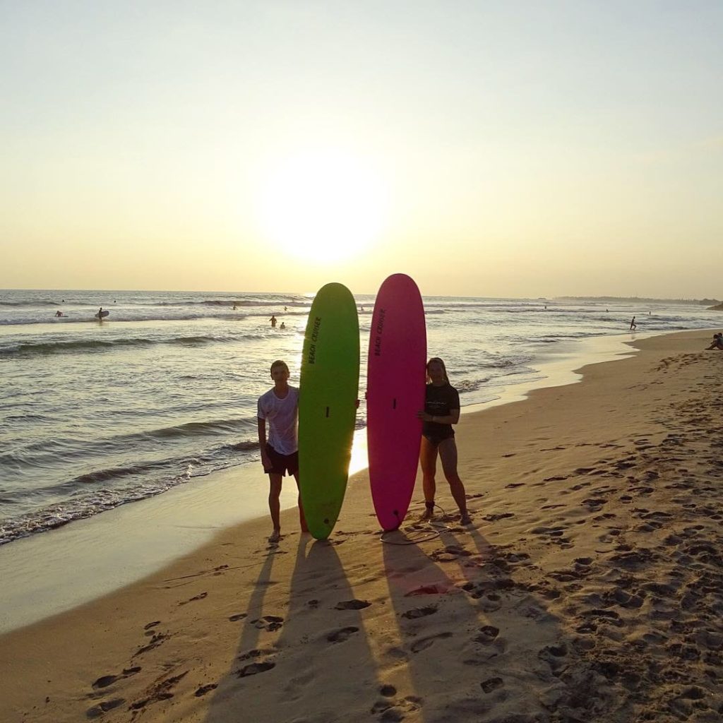 Surfing in sunset
