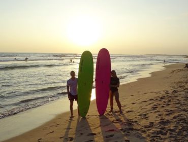 Surfing in sunset