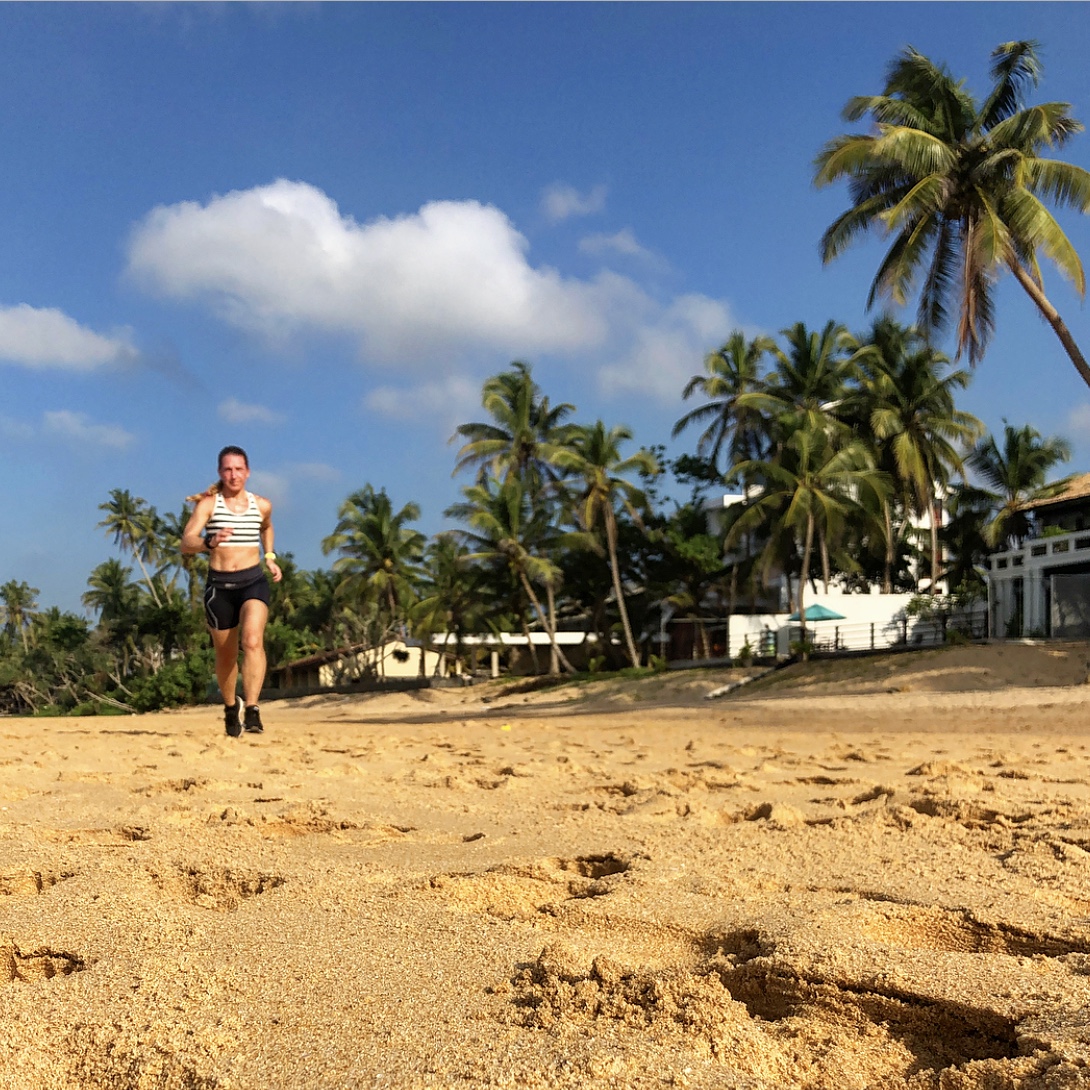 Running at Hikkaduwa beach