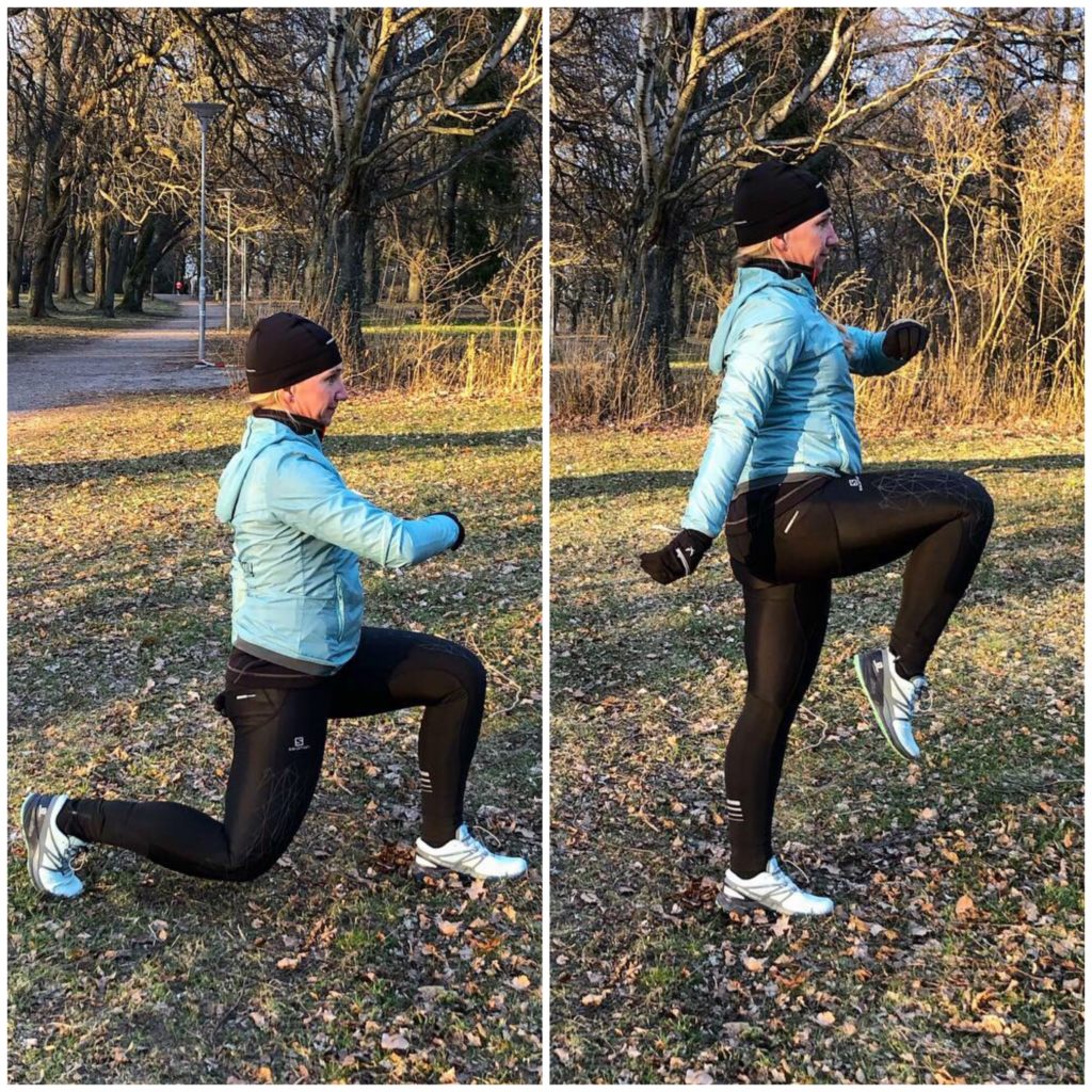 Utfall bakåt med knälyft