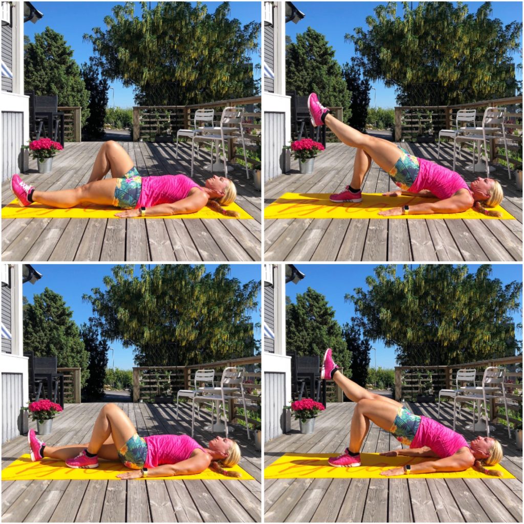 Liggande höftlyft med rakt ben