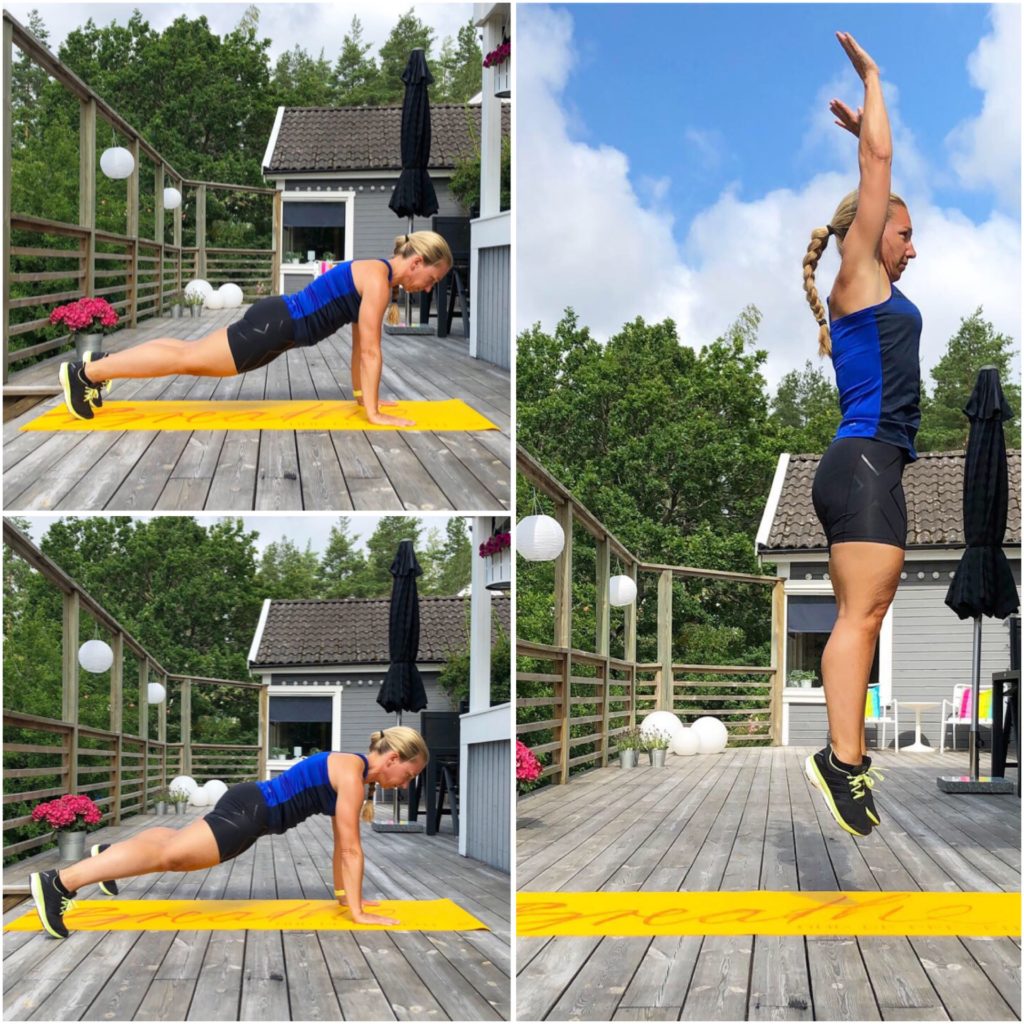 burpees med jumping jacks