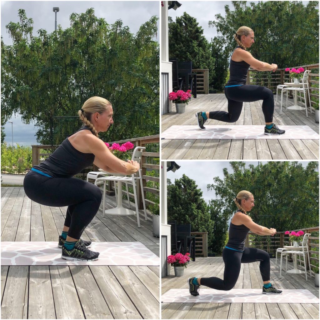 Squat med utfall bakåt