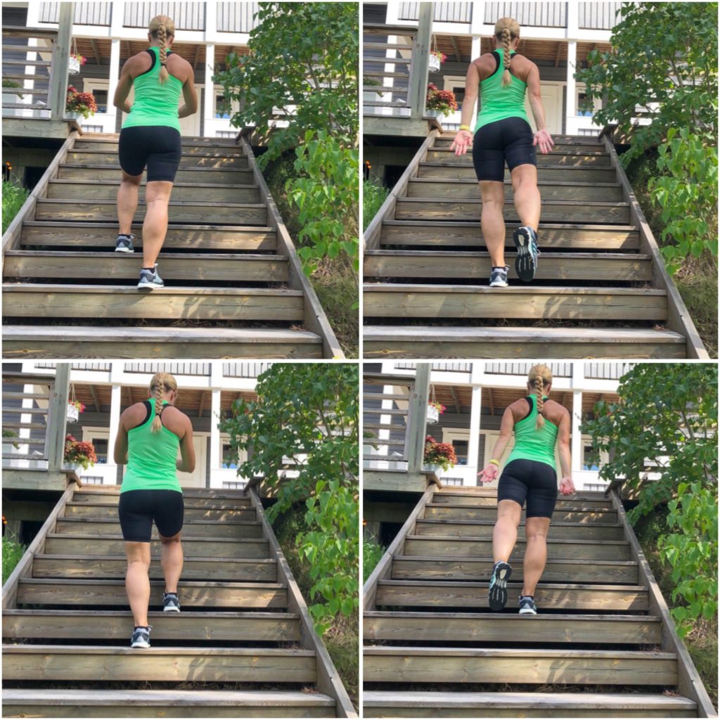 Utfallssteg med spark bakåt