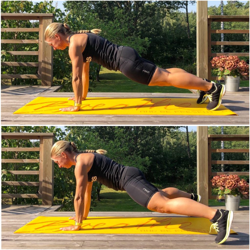 Planka med jumping jacks