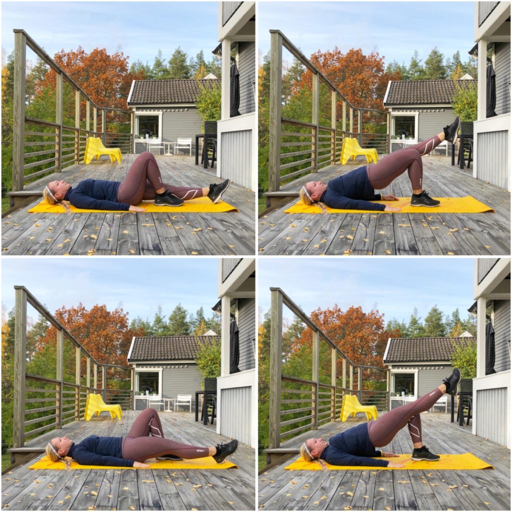 liggande höftlyft med rakt ben