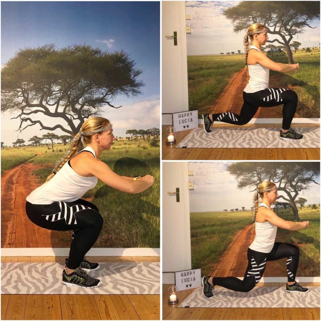 squats med utfall bakåt