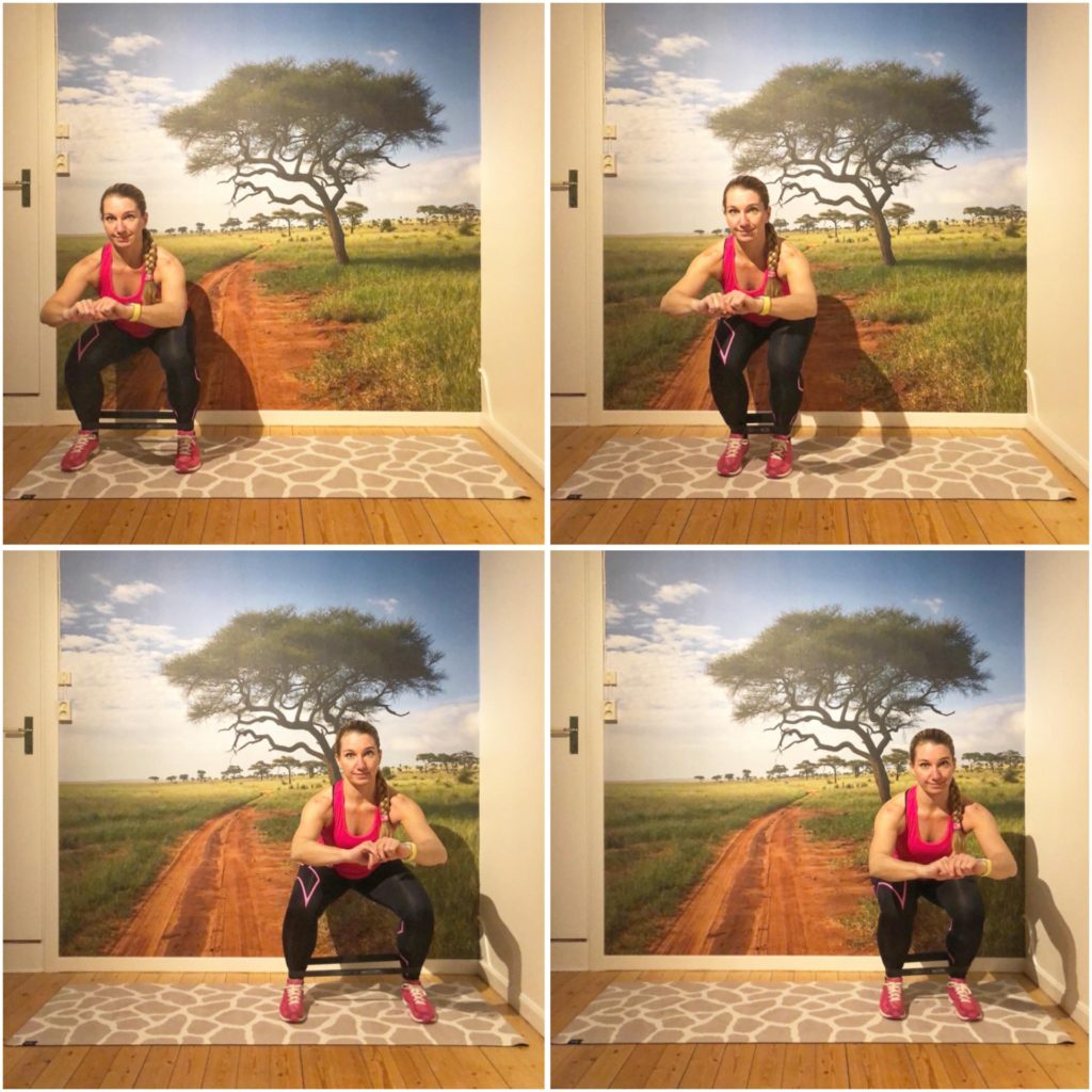 Squatgång med gummiband