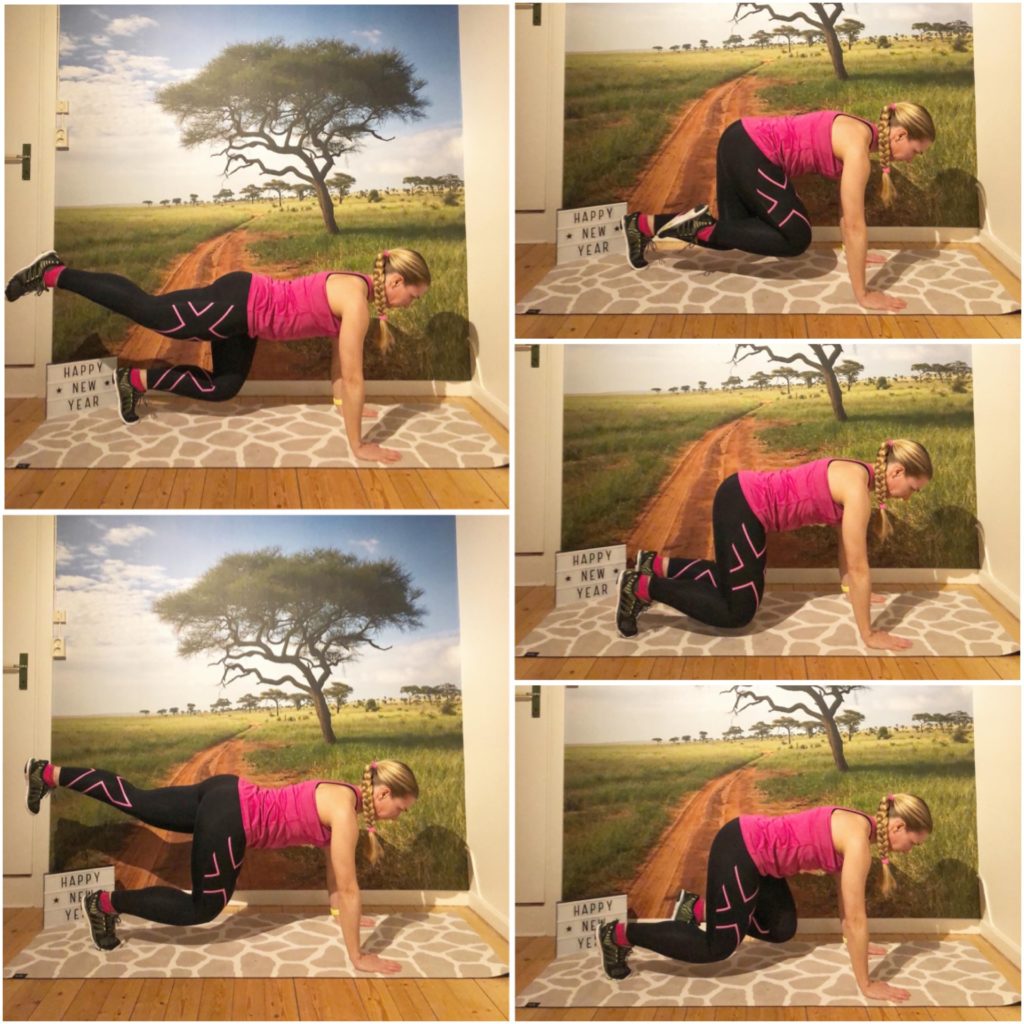 Björnplanka och sträcka ut ben