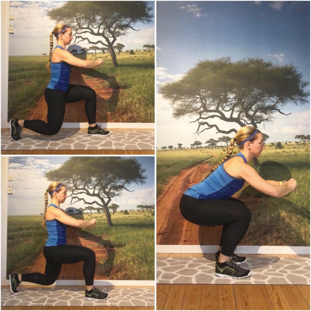 Squat med utfall bakåt