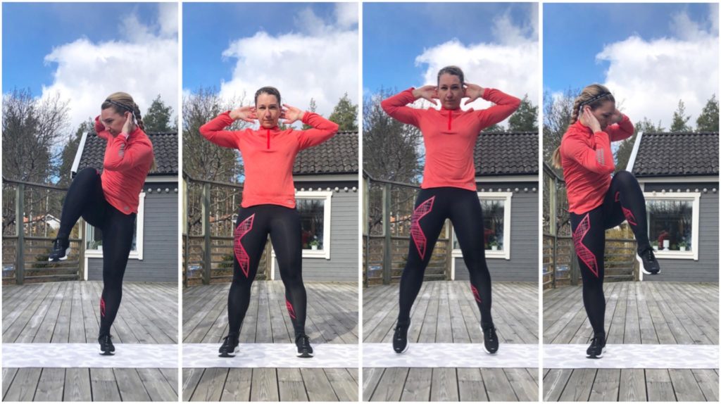 dubbelhopp med knä till armbåge