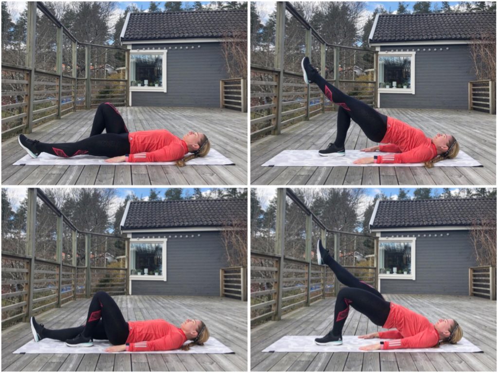 Liggande höftlyft med rakt ben