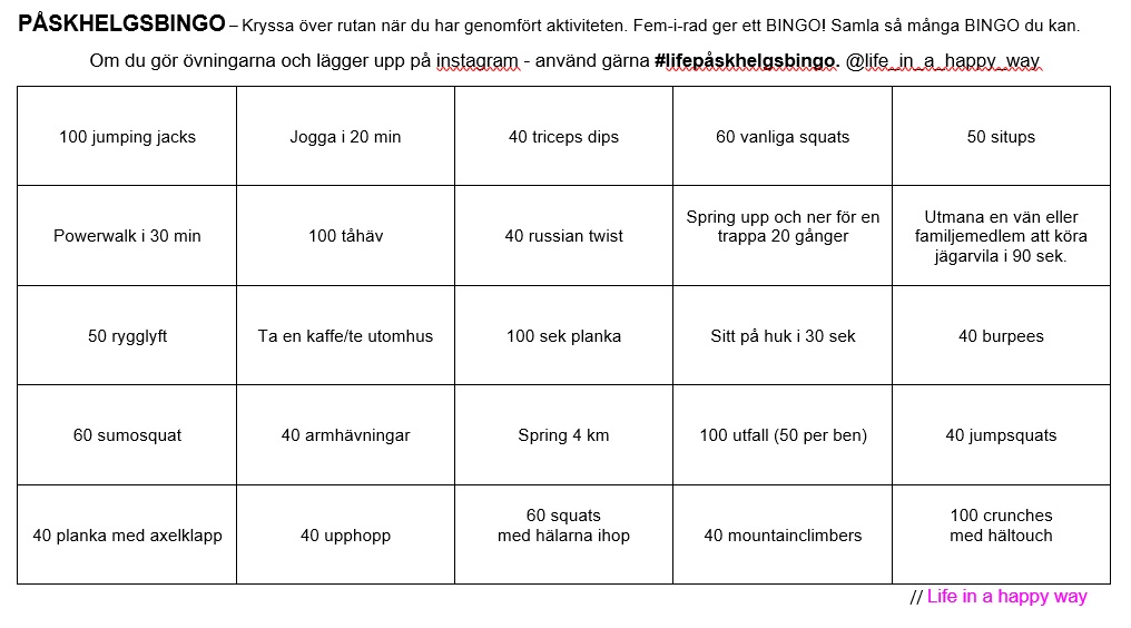 Påskhelgsbingo
