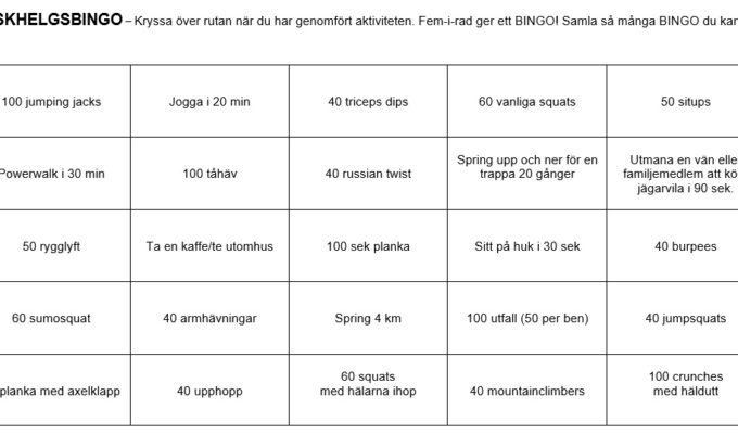 Påskhelgsbingo