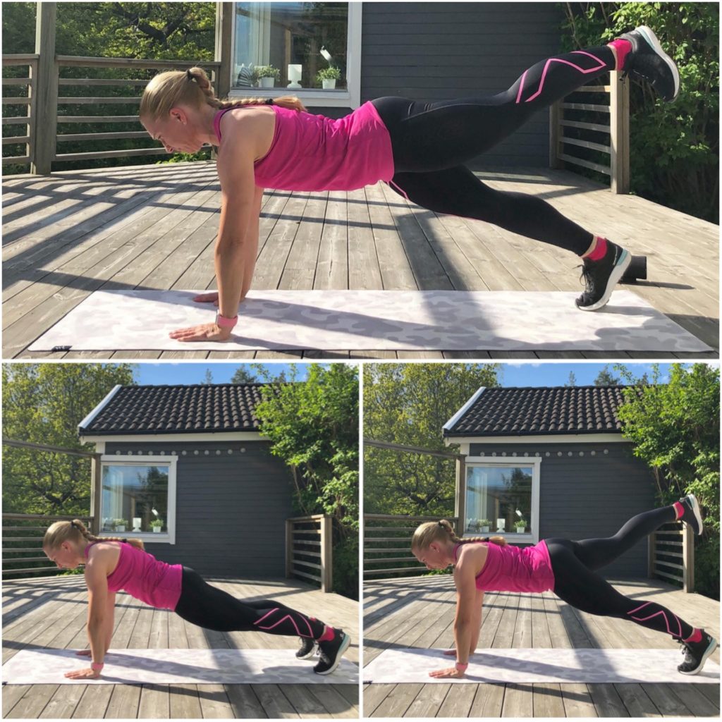 Planka med benlyft