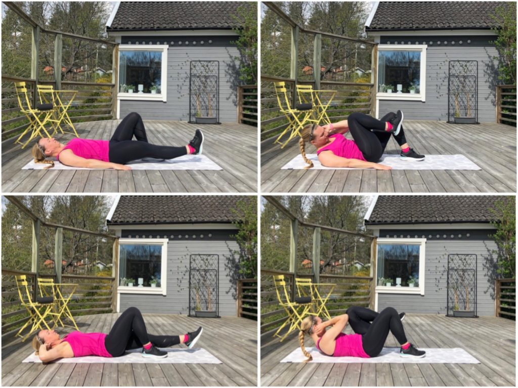 Sneda crunches med benlyft