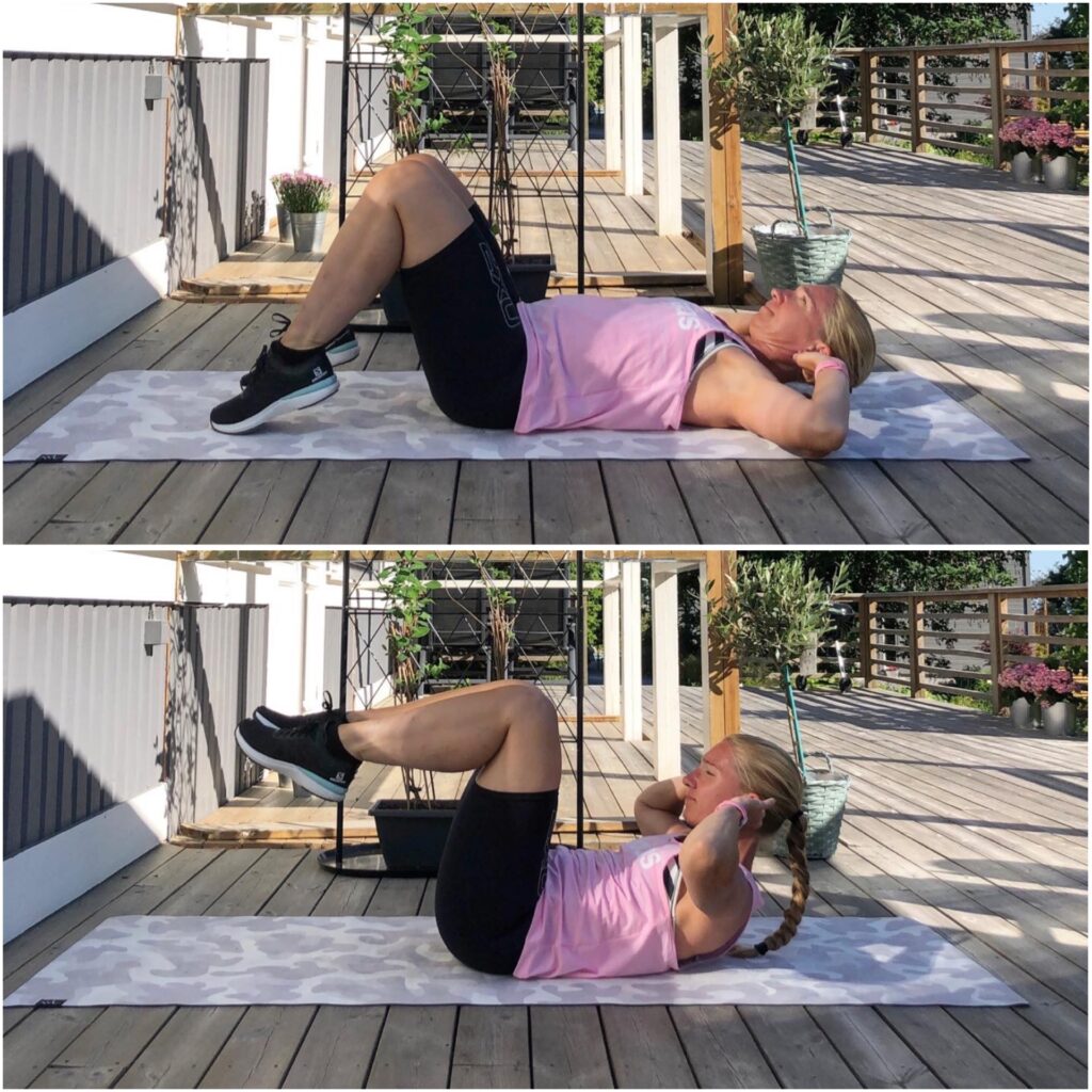 crunches med benlyft