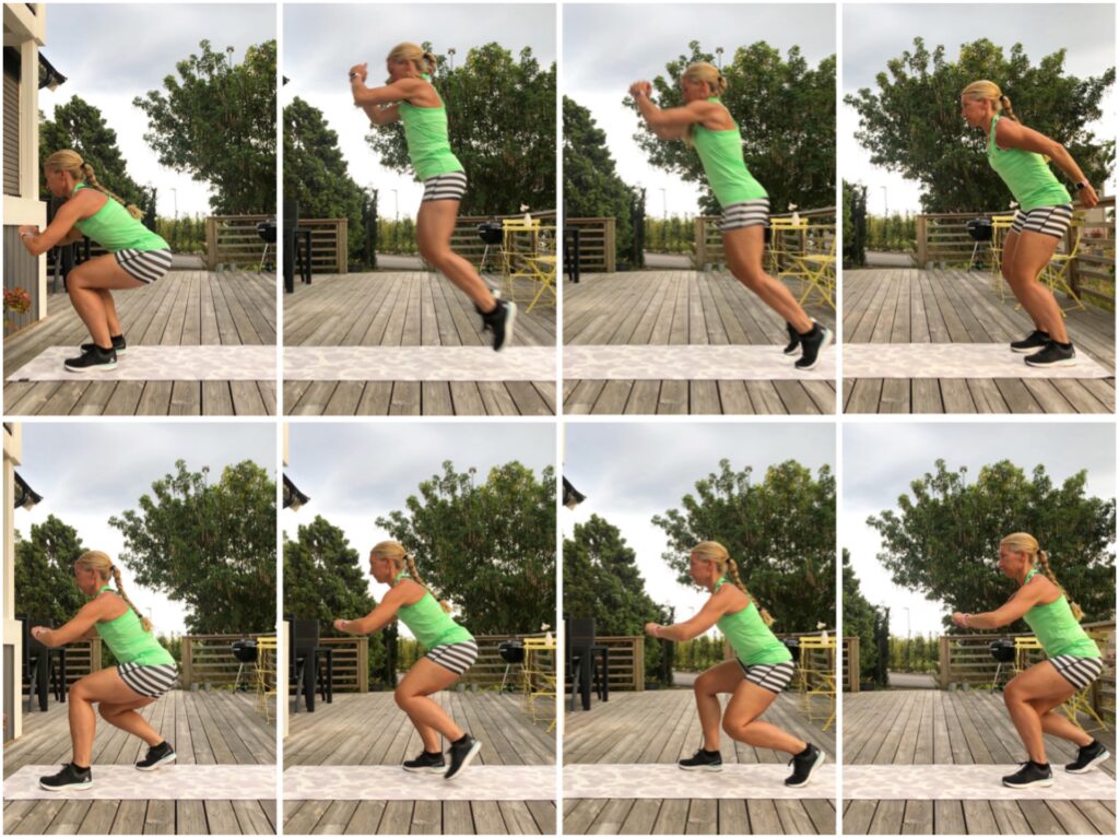 squathopp framåt med squatsteg bakåt