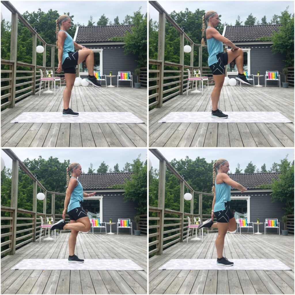 Höga knän till rumpkick