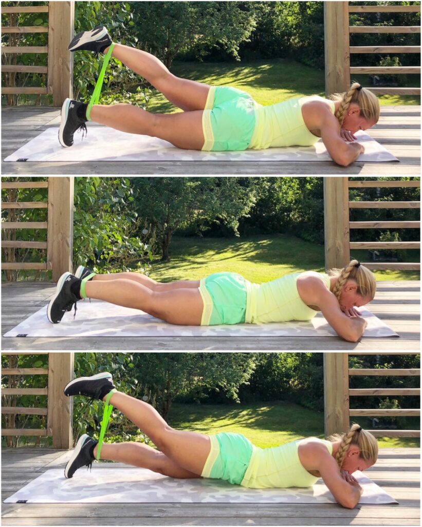 enkelt benlyft på mage