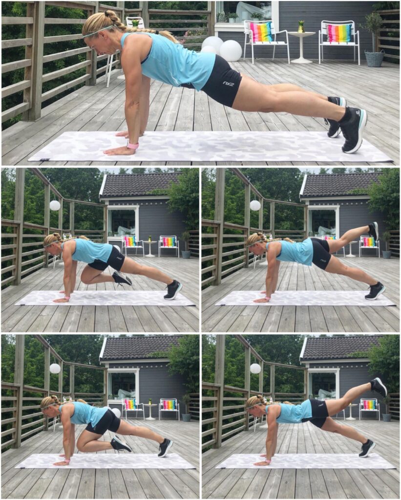 Planka med ben in och upp