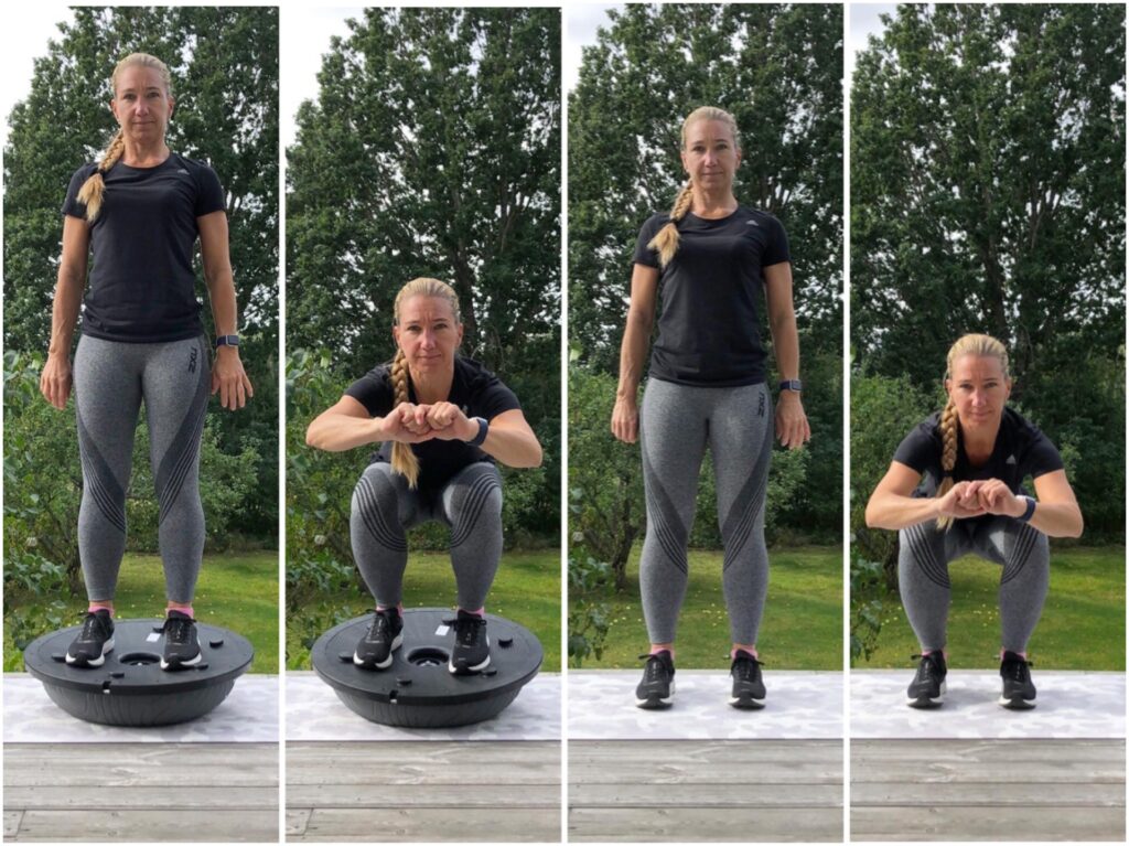 Benböj på bosuboll