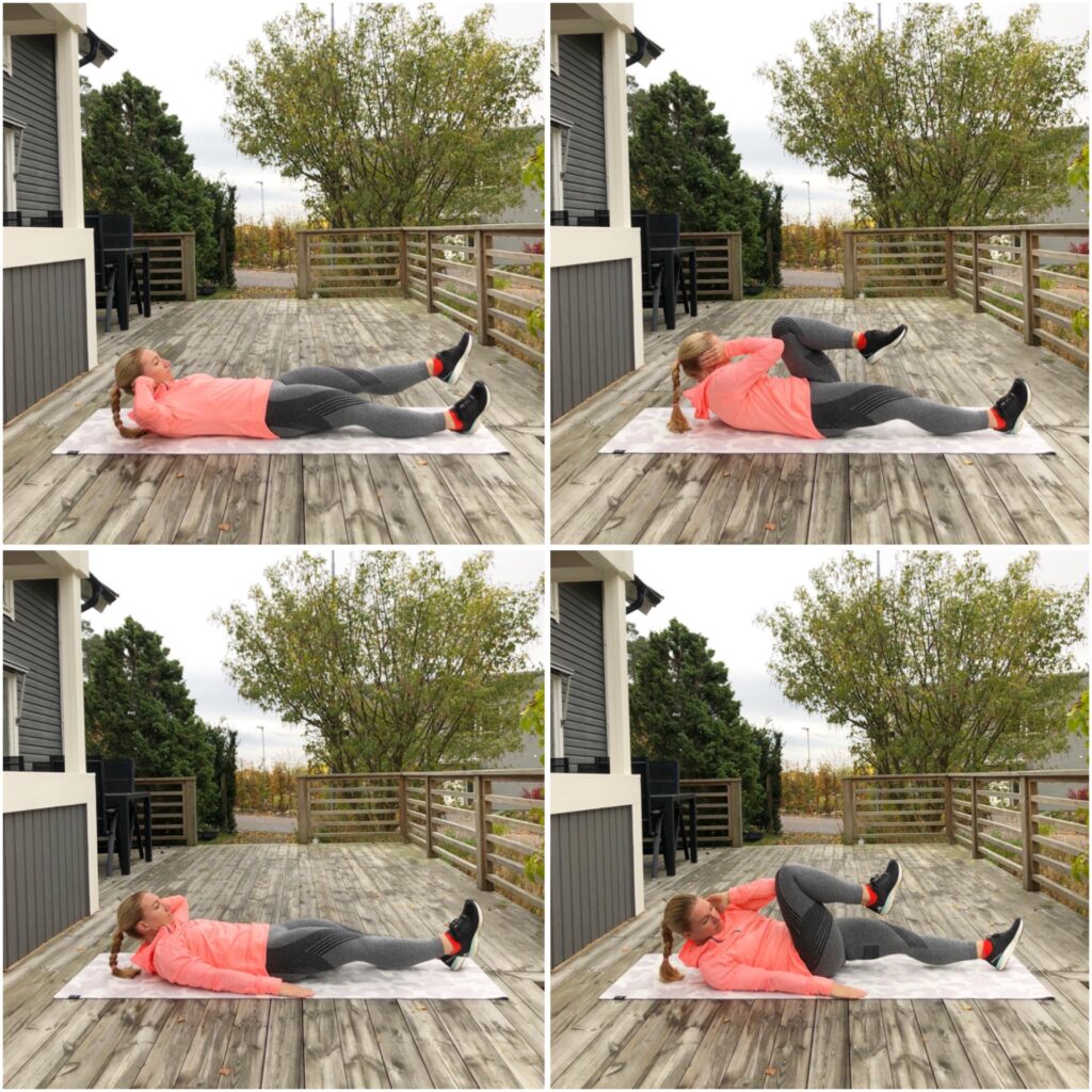 Sneda crunches med benlyft