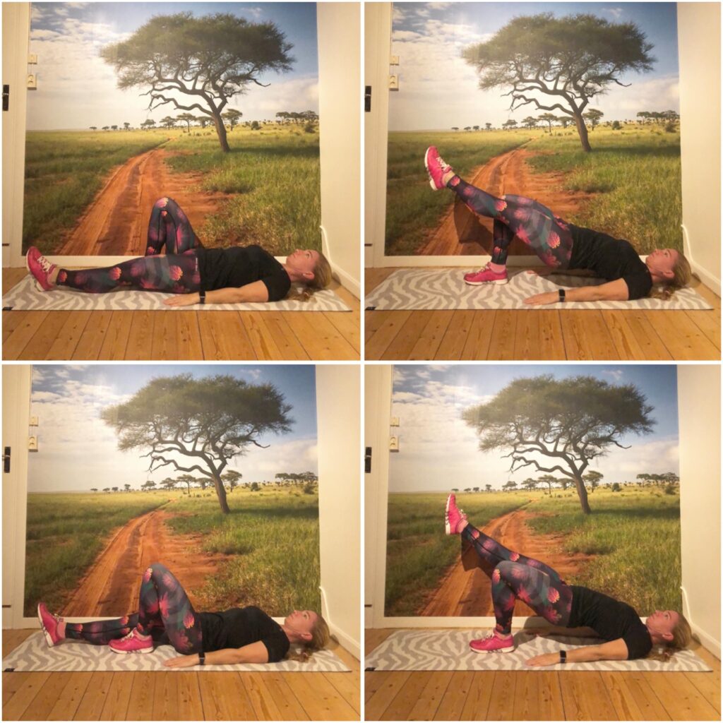 Liggande höftlyft med rakt ben