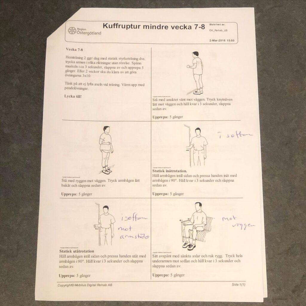 Rehabövningar vecka 7-8