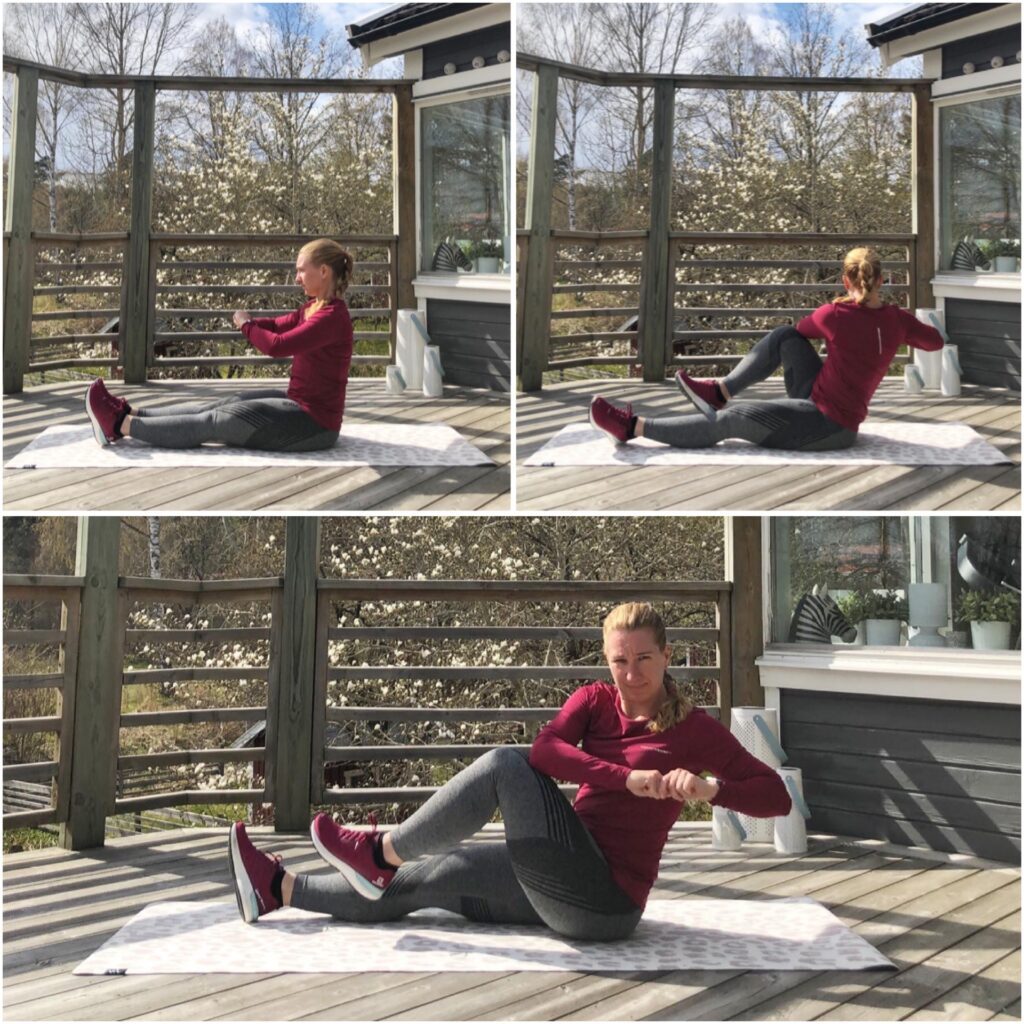 Sittande rotation med knälyft