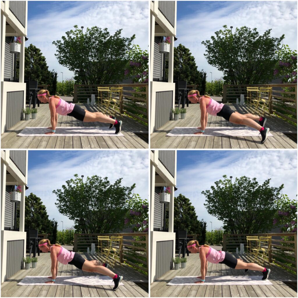 Planka med vandrande ben