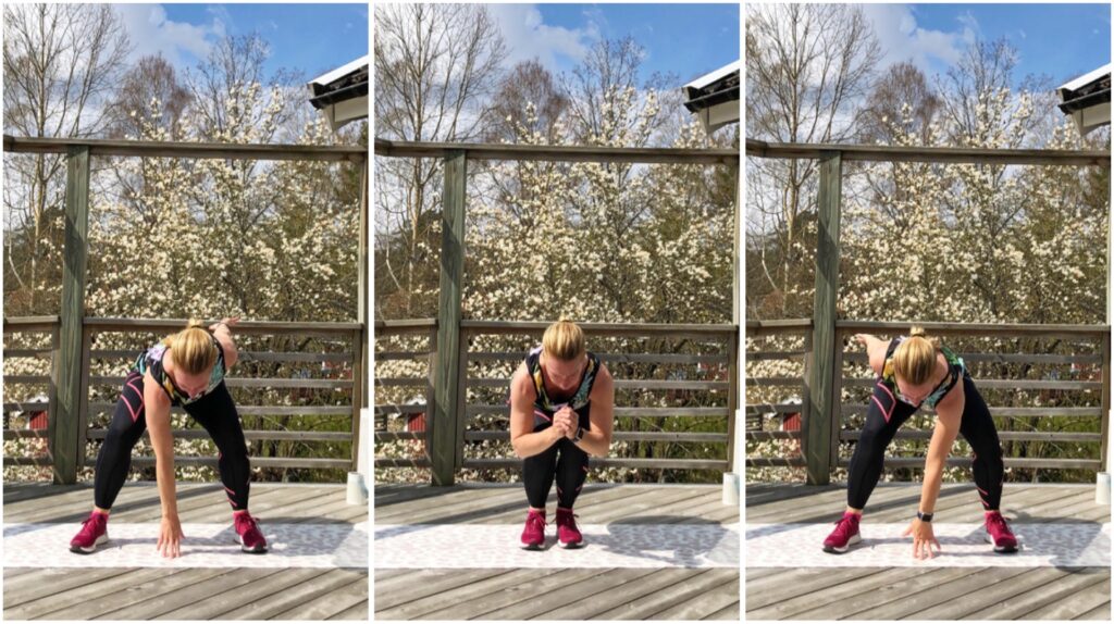 Squathopp med dutt i marken