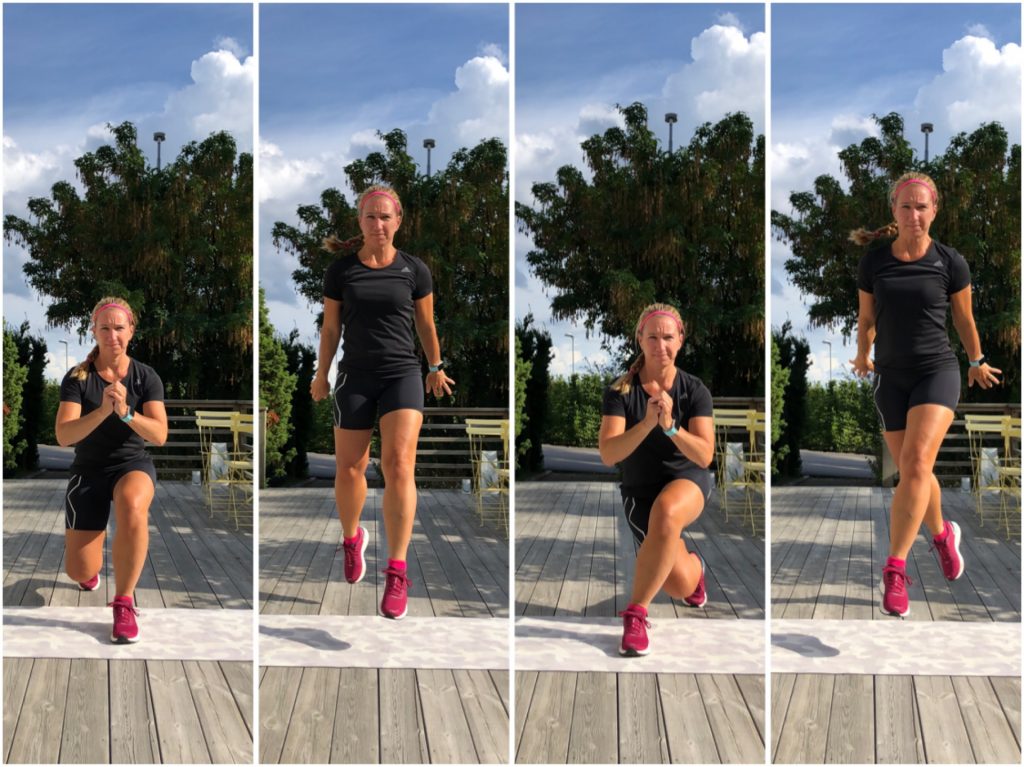 Utfall bakåt och snett bakåt med hopp