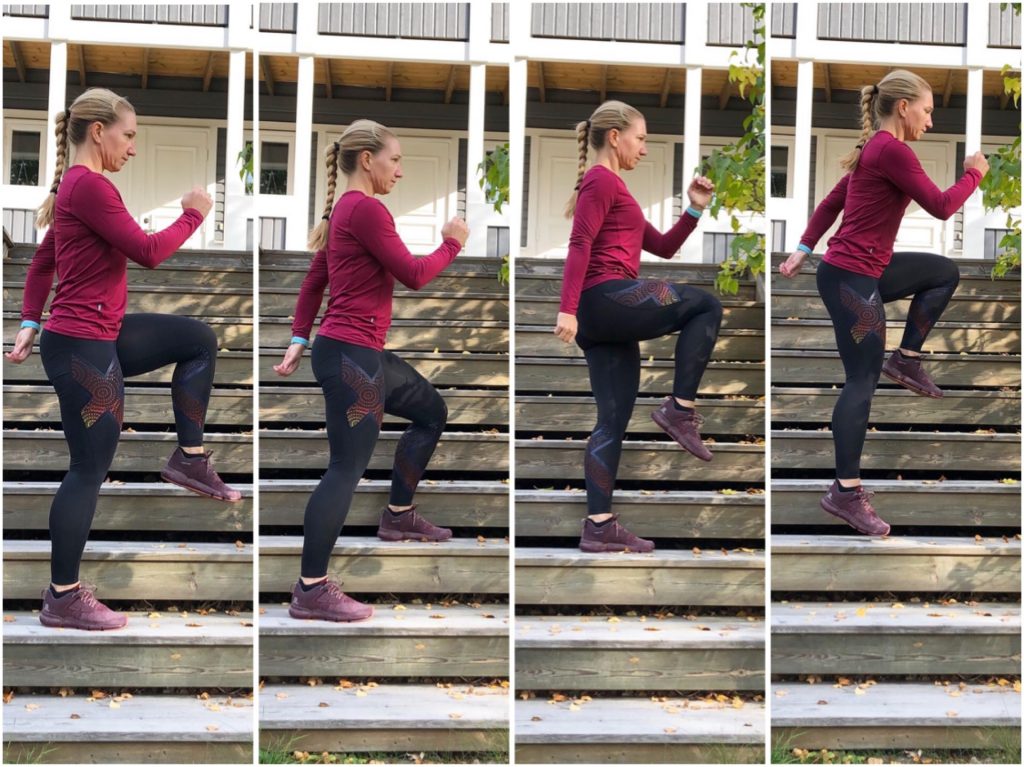 Hopp med benuppdrag i trappa