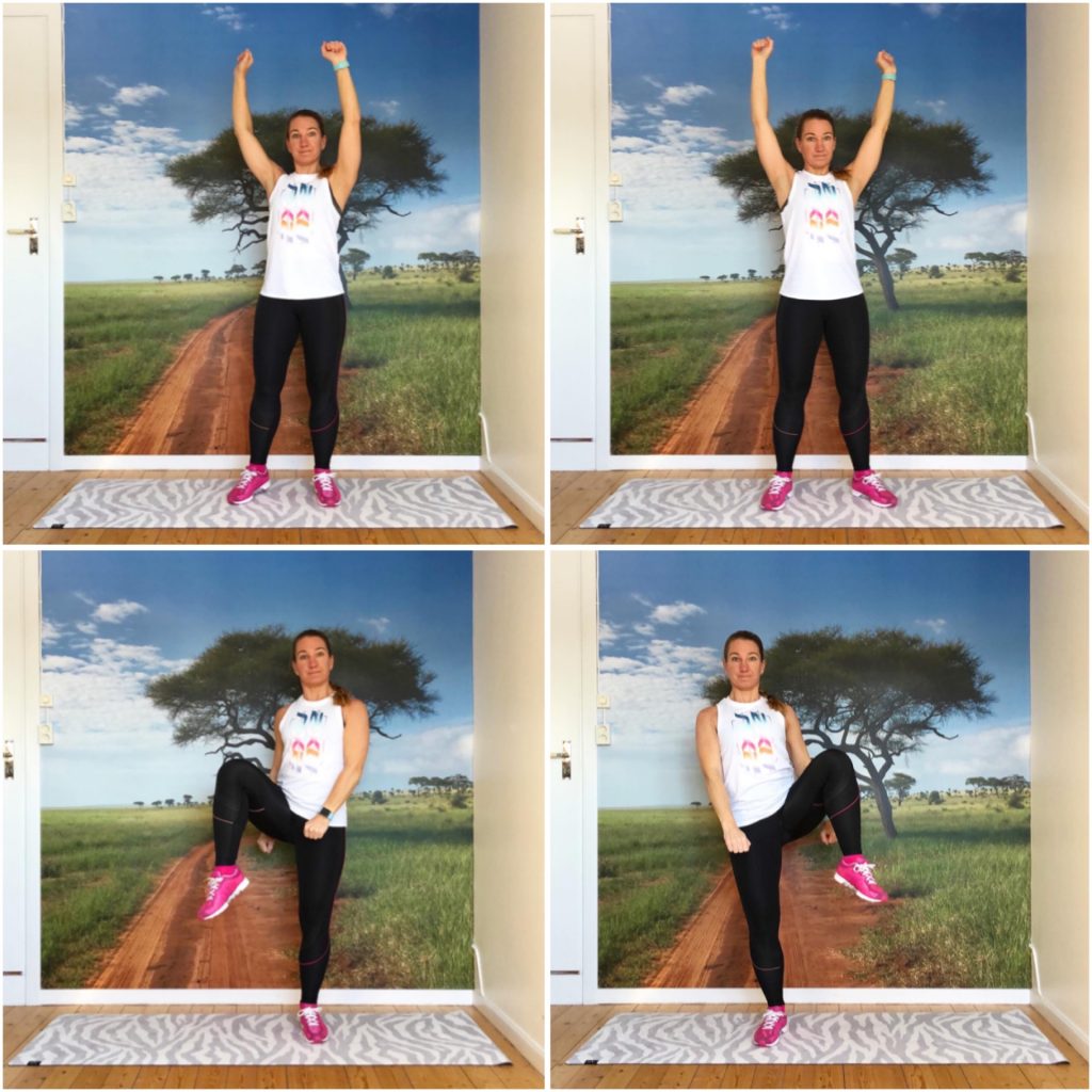 Höga knälyft med armdrag