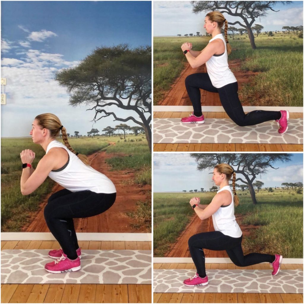 Squat med utfall bakåt