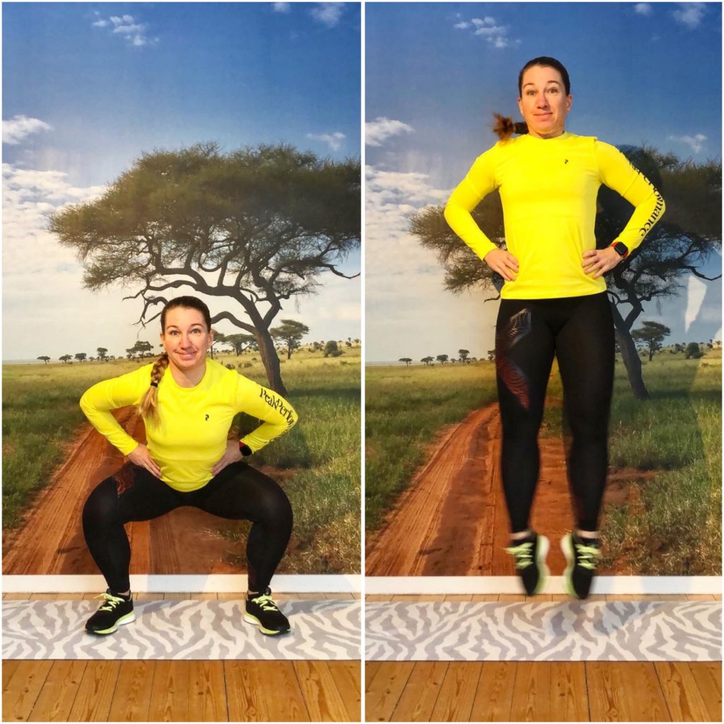 Squats med fottouchhopp