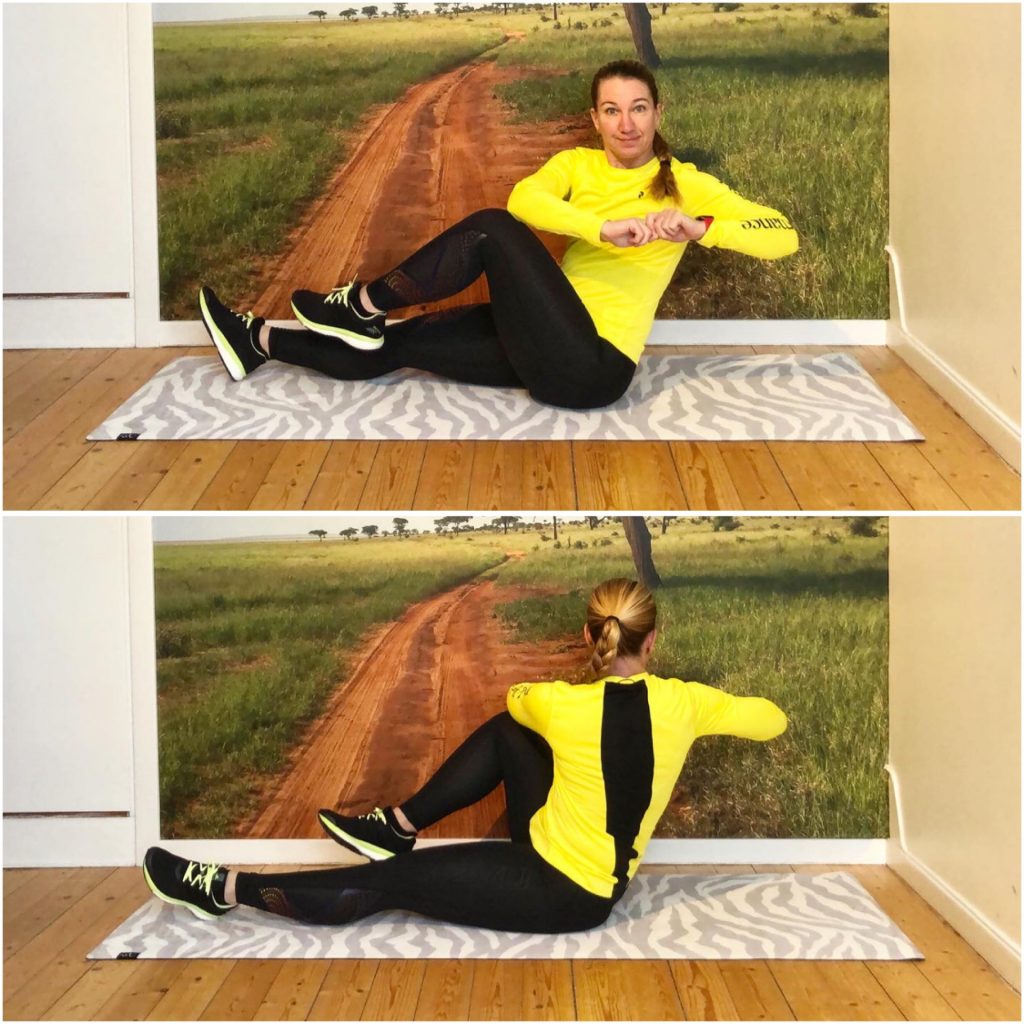 Sittande rotation med knälyft